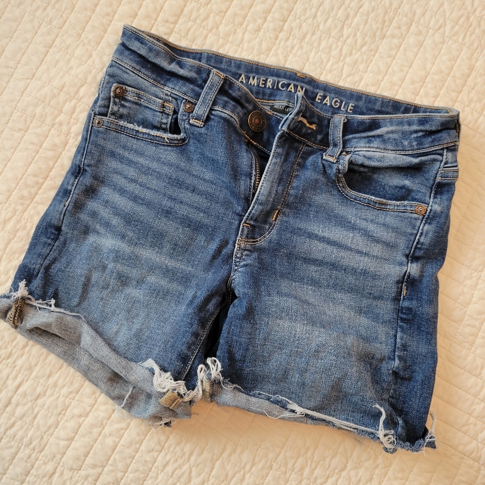 American Eagle Denim Cut Off Shorts (size: 0)